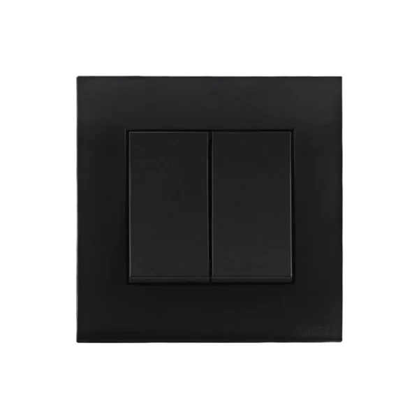Orange Akoya 2Gang 2Way 16A Switch (Black)