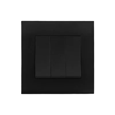 Orange Akoya 3Gang 2Way 16A Switch (Black)
