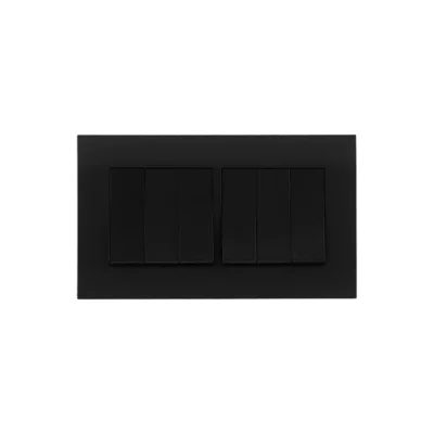 Orange Akoya 6Gang 2Way 16A Switch (Black)