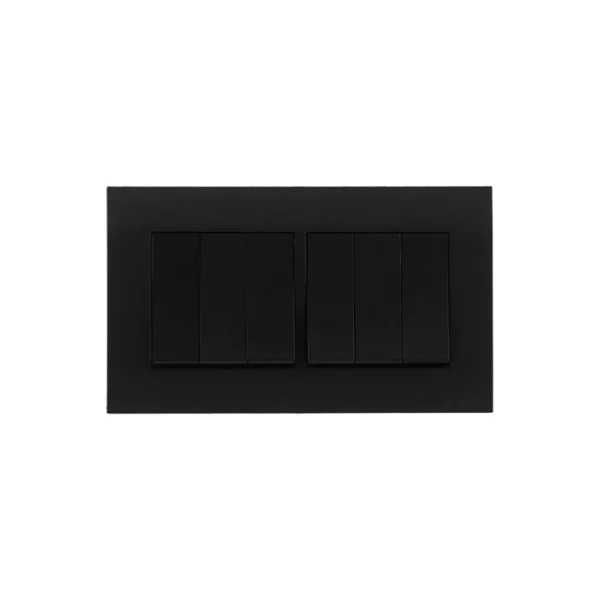 Orange Akoya 6Gang 2Way 16A Switch (Black)
