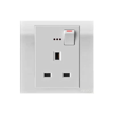 Orange Akoya 13A Single Switched Socket Outlet with Indicator
