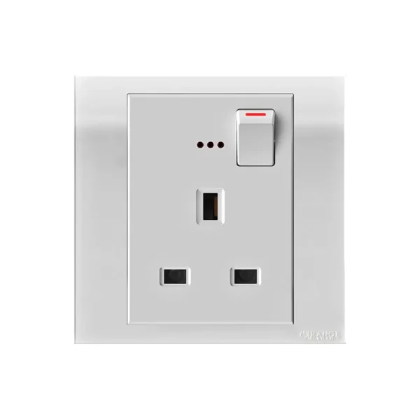 Orange Akoya 13A Single Switched Socket Outlet with Indicator