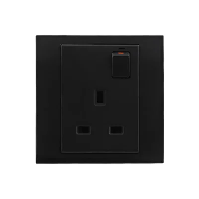 Orange Akoya 13A Single Switched Socket Outlet (Black)