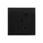 Orange Akoya 13A Single Switched Socket Outlet (Black)