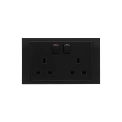 Orange Akoya 13A Twin Switched Socket Outlet (Black)