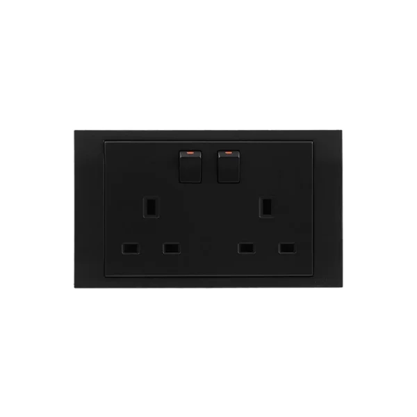 Orange Akoya 13A Twin Switched Socket Outlet (Black)