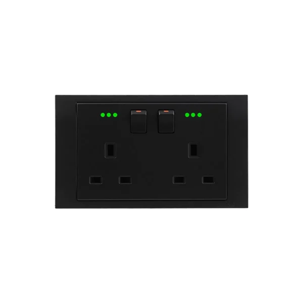 Orange Akoya 13A Twin Switched Socket Outlet with Indicator (Black)