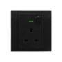 Orange Akoya 13A Single Switched Socket Outlet with Indicator (Black)
